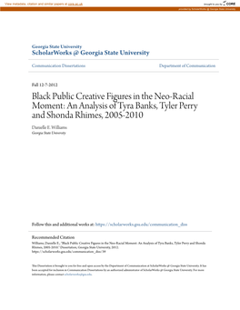 An Analysis of Tyra Banks, Tyler Perry and Shonda Rhimes, 2005-2010 Danielle E