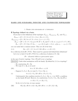 Topology (H) Lecture 5 Lecturer: Zuoqin Wang Time: March 22, 2021
