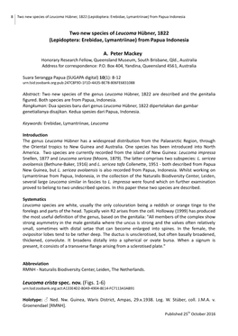 Two New Species of Leucoma Hübner, 1822 (Lepidoptera: Erebidae, Lymantriinae) from Papua Indonesia