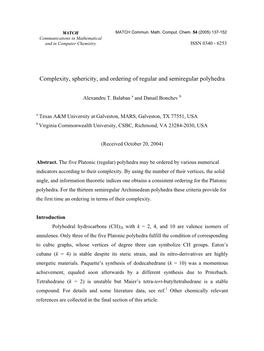 Complexity, Sphericity, and Ordering of Regular and Semiregular Polyhedra