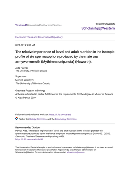 The Relative Importance of Larval and Adult Nutrition in the Isotopic Profile