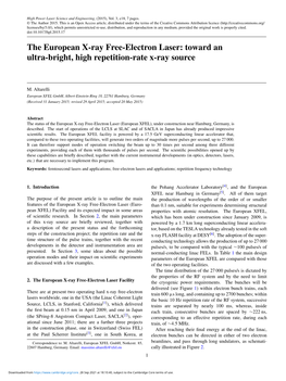 The European X-Ray Free-Electron Laser: Toward an Ultra-Bright, High Repetition-Rate X-Ray Source