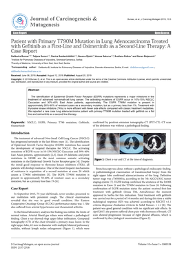 Patient with Primary T790M Mutation in Lung Adenocarcinoma Treated