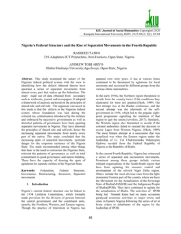 Nigeria's Federal Structure and the Rise of Separatist Movements in The