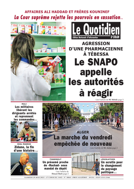 Le SNAPO Appelle Les Autorités À Réagir Lire L'article De M