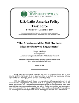 US-Latin America Policy Task Force