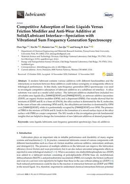 Competitive Adsorption of Ionic Liquids Versus Friction Modifier and Anti-Wear Additive at Solid/Lubricant Interface—Speciatio