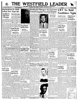 THE WESTFIELD LEADER the LEADING and MOST WIDELY CIRCULATED WEEKLY NEWSPAPER in UNION COUNTY Entered U Second Chun Matter SIXTY-SIXTH YEAR—No