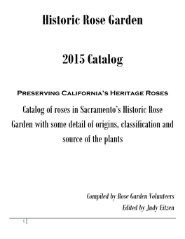 Historic Rose Garden Catalog Introduction April 2015