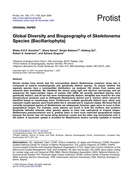 Global Diversity and Biogeography of Skeletonema Species (Bacillariophyta)