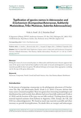 ﻿Typification of Species Names in Adenocaulon and Eriachaenium