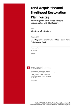 Land Acquisitionand Livelihood Restoration Plan Ferizaj