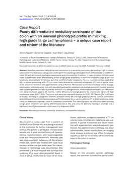 Case Report Poorly Differentiated Medullary Carcinoma of the Colon with an Unusual Phenotypic Profile Mimicking High Grade Larg