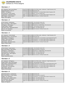 CALENDARIO AA5/1A Collinare C5 / Prima Categoria