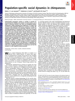 Population-Specific Social Dynamics in Chimpanzees COLLOQUIUM