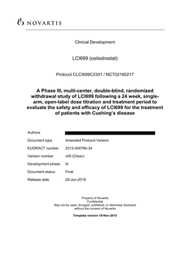 LCI699 (Osilodrostat) a Phase III, Multi-Center, Double-Blind, Randomized