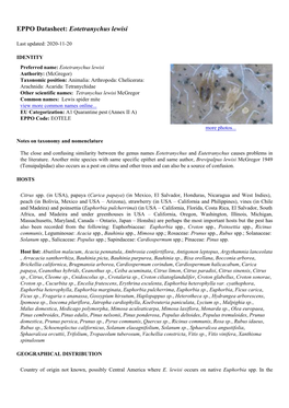 EPPO Datasheet: Eotetranychus Lewisi