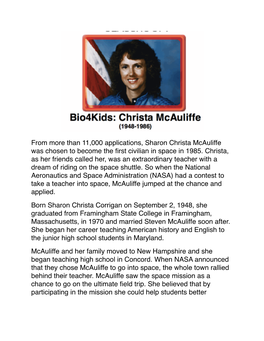 Biography-Christa Mcauliffe