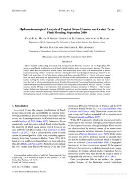 Hydrometeorological Analysis of Tropical Storm Hermine and Central Texas Flash Flooding, September 2010