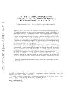 On the Co-Orbital Motion in the Planar Restricted Three-Body Problem: The