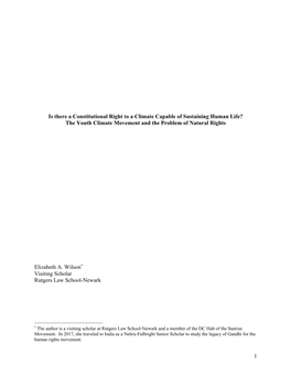 1 Is There a Constitutional Right to a Climate Capable of Sustaining