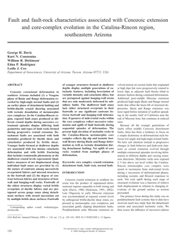 Fault and Fault-Rock Characteristics Associated with Cenozoic Extension and Core-Complex Evolution in the Catalina-Rincon Region, Southeastern Arizona