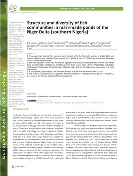 Structure and Diversity of Fish Communities in Man-Made Ponds Of