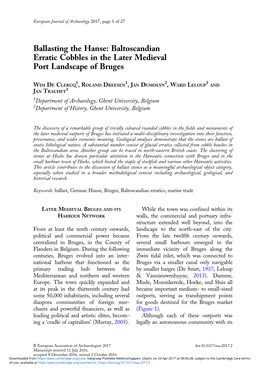 Ballasting the Hanse: Baltoscandian Erratic Cobbles in the Later Medieval Port Landscape of Bruges