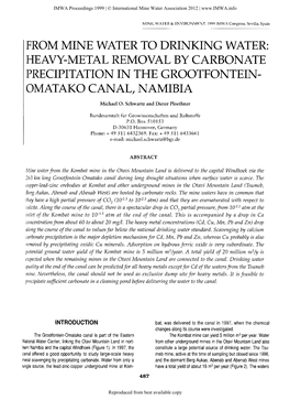 From Mine Water to Drinking Water: Heavy-Metal Removal by Carbonate Precipitation in the Grootfontein­ Omatako Canal, Namibia