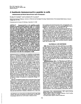 A Bombesin Immunoreactive Peptidein Milk