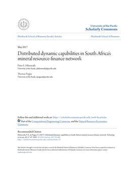 Distributed Dynamic Capabilities in South Africa's Mineral Resource-Finance Network Peter E