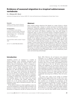 Evidence of Seasonal Migration in a Tropical Subterranean Vertebrate G