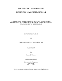 Documenting a Marshallese Indigenous Learning Framework