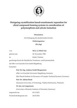 Designing Crystallization Based-Enantiomeric Separation For