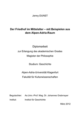 Der Friedhof Im Mittelalter – Mit Beispielen Aus Dem Alpen-Adria-Raum