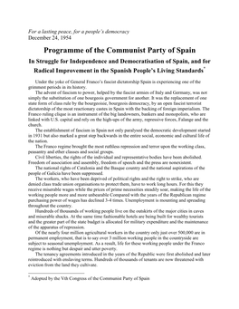 Programme of the Communist Party of Spain