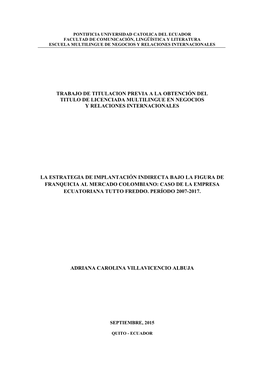 Trabajo De Titulacion Previa a La Obtención Del Titulo De Licenciada Multilingue En Negocios Y Relaciones Internacionales