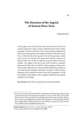 The Structure of the Appeal of Korean Wave Texts