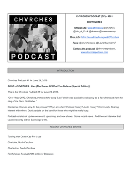 Chvrches Podcast (Cp) ­ #001