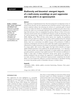 Emergent Impacts of a Multi-Enemy Assemblage on Pest Suppression and Crop Yield in an Agroecosystem