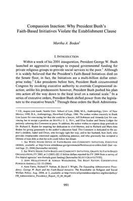 Why President Bush's Faith-Based Initiatives Violate the Establishment Clause