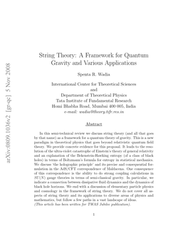 String Theory: a Framework for Quantum Gravity And