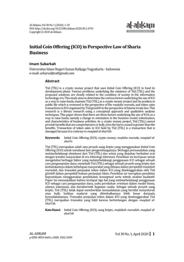 Initial Coin Offering (ICO) in Perspective Law of Sharia Business