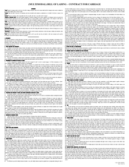 Multimodal Bill of Lading: Contract for Carriage