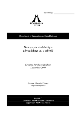 Newspaper Readability - a Broadsheet Vs