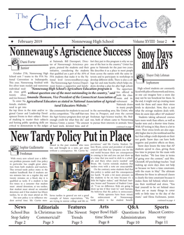 The Chief Advocate • February 2019 Nonnewaug High School Volume XVIIII