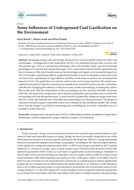 Some Influences of Underground Coal Gasification on the Environment