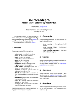 Sourcecodepro Adobe’S Source Code Pro Typeface for LATEX