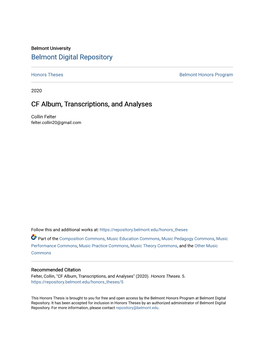 CF Album, Transcriptions, and Analyses