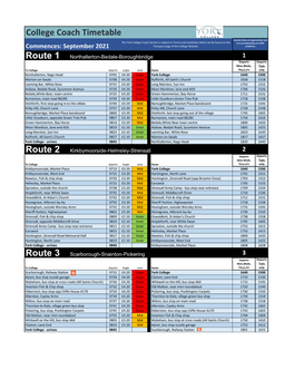 College Coach Timetable